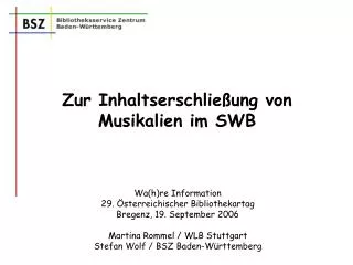 zur inhaltserschlie ung von musikalien im swb