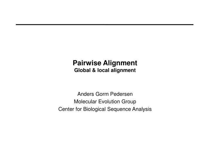 pairwise alignment global local alignment