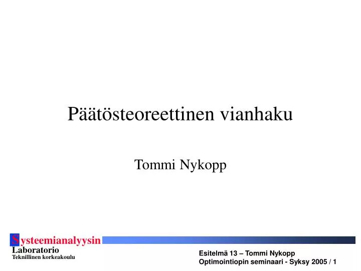 p t steoreettinen vianhaku