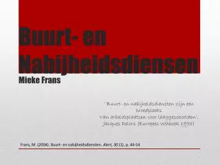 buurt en nabijheidsdiensen