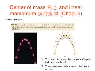 Center of mass ?? and linear momentum ???? (Chap. 9)