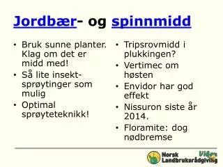 jordb r og spinnmidd