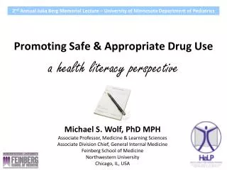 Promoting Safe &amp; Appropriate Drug Use a health literacy perspective