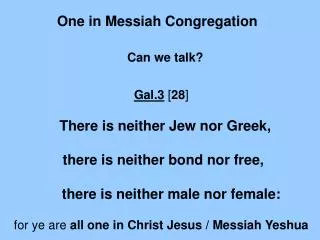 One in Messiah Congregation