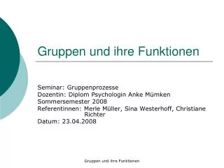gruppen und ihre funktionen