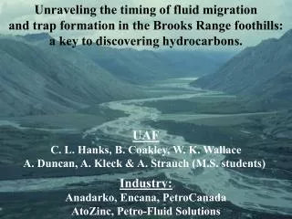 Unraveling the timing of fluid migration and trap formation in the Brooks Range foothills: