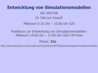 entwicklung von simulationsmodellen