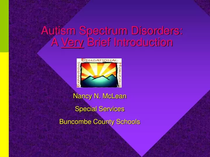 autism spectrum disorders a very brief introduction