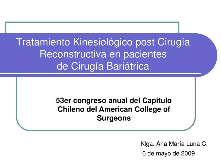 tratamiento kinesiol gico post cirug a reconstructiva en pacientes de cirug a bari trica