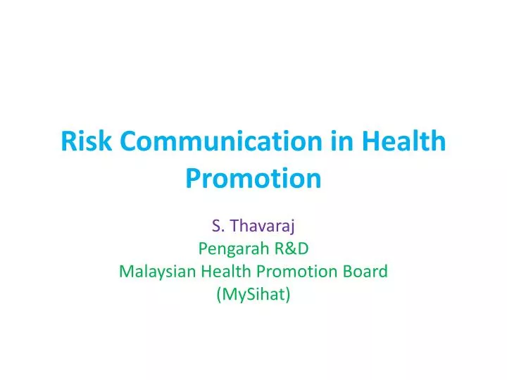 risk communication in health promotion