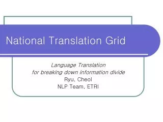 National Translation Grid