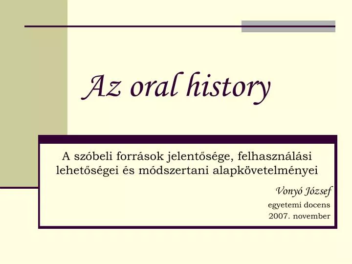 az oral history