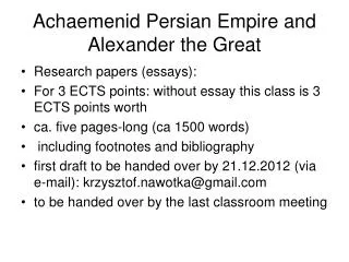 Achaemenid Persian Empire and Alexander the Great