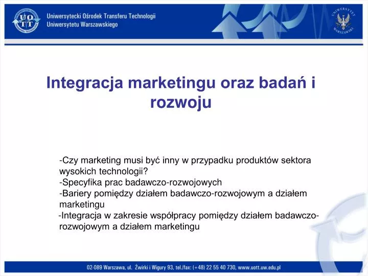 integracja marketingu oraz bada i rozwoju