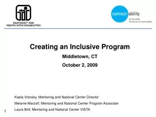 Creating an Inclusive Program Middletown, CT October 2, 2009