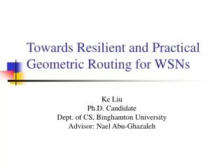 Towards Resilient and Practical Geometric Routing for WSNs