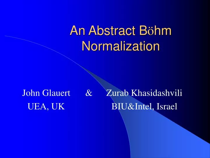 an abstract b hm normalization