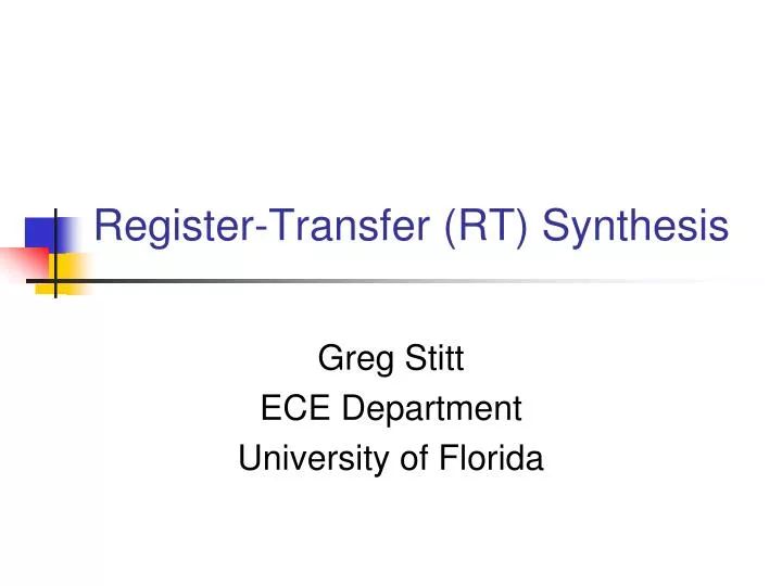 register transfer rt synthesis