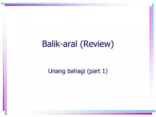 Balik-aral (Review)