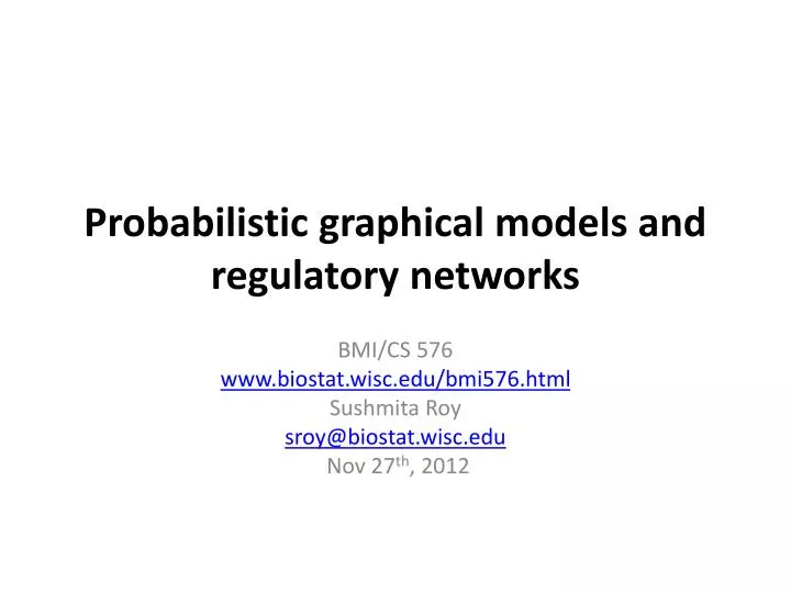 probabilistic graphical models and regulatory networks