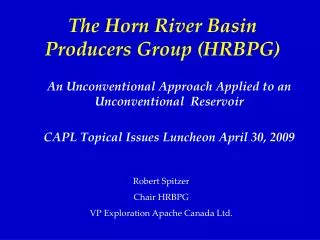 The Horn River Basin Producers Group (HRBPG)