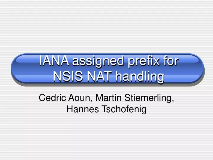 iana assigned prefix for nsis nat handling
