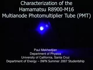 Characterization of the Hamamatsu R8900-M16 Multianode Photomultiplier Tube (PMT)