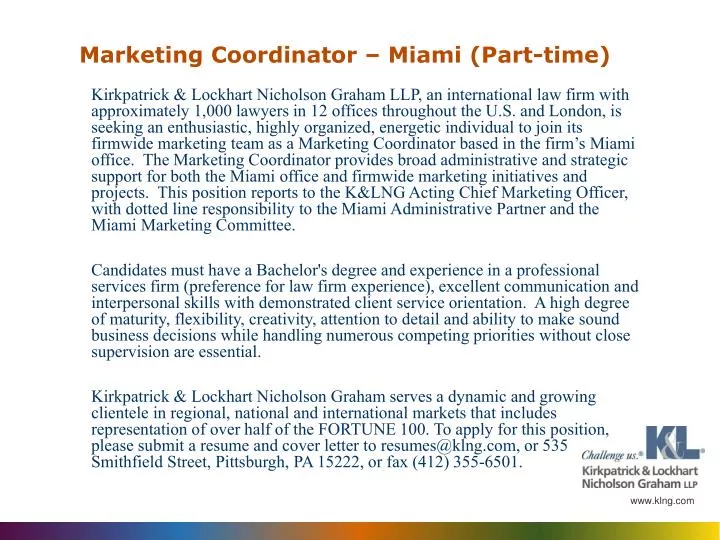 marketing coordinator miami part time