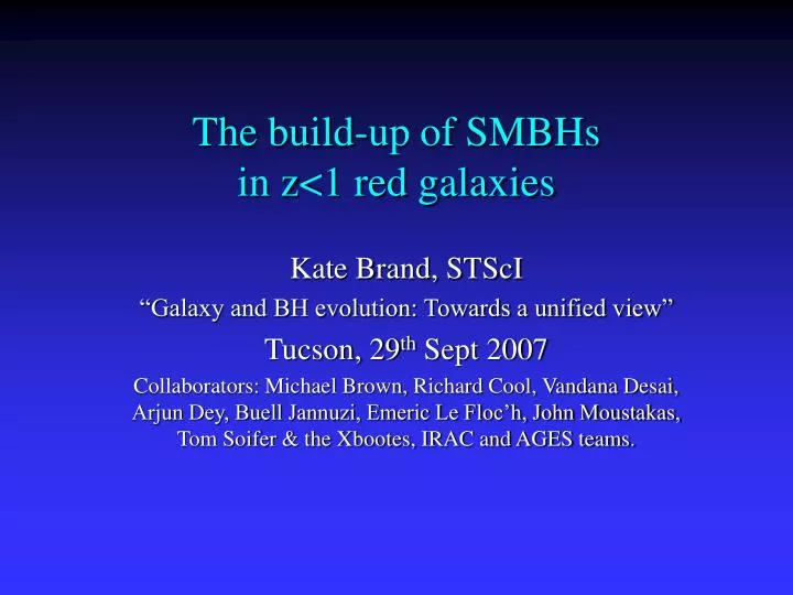 the build up of smbhs in z 1 red galaxies