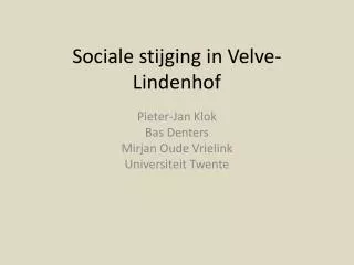 sociale stijging in velve lindenhof