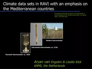 Climate data sets in RAVI with an emphasis on the Mediterranean countries