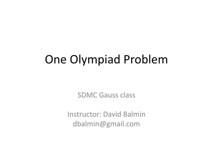 one olympiad problem