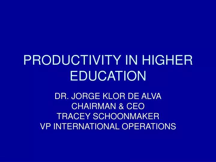 productivity in higher education