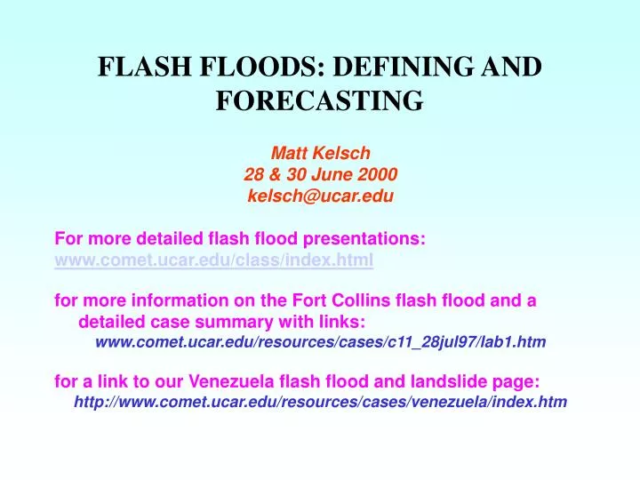 flash floods defining and forecasting