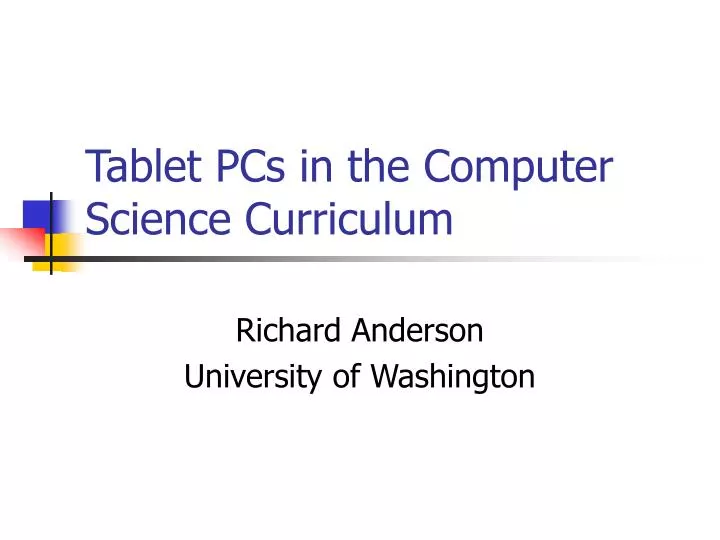 tablet pcs in the computer science curriculum