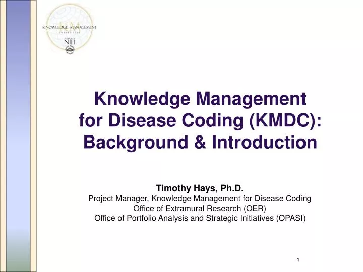 knowledge management for disease coding kmdc background introduction