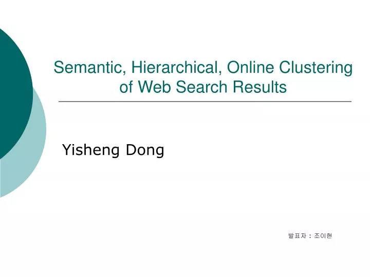 semantic hierarchical online clustering of web search results