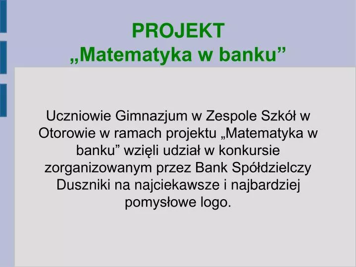 projekt matematyka w banku
