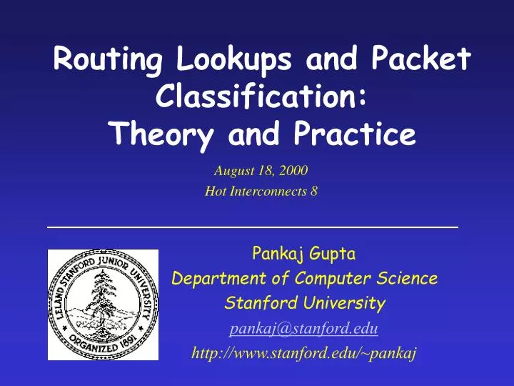 routing lookups and packet classification theory and practice