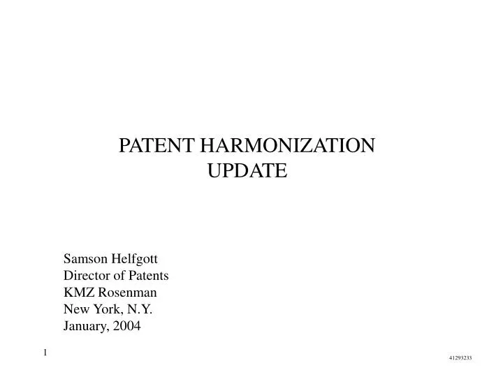 patent harmonization update