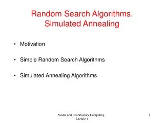 Random Search Algorithms. Simulated Annealing