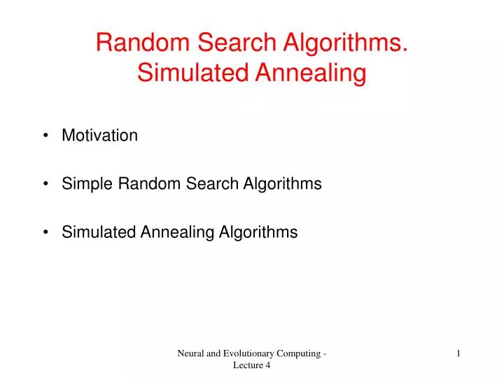 random search algorithms simulated annealing