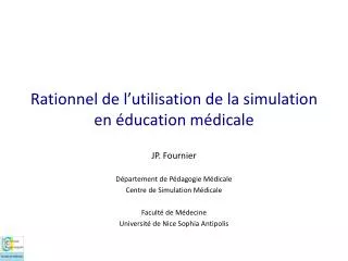 rationnel de l utilisation de la simulation en ducation m dicale