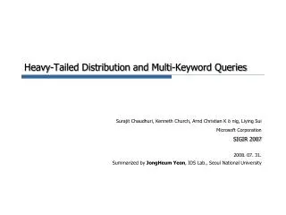 Heavy-Tailed Distribution and Multi-Keyword Queries
