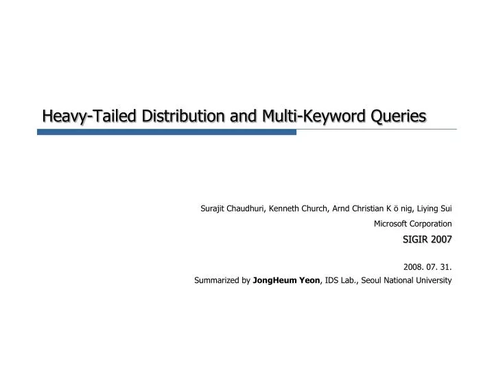 heavy tailed distribution and multi keyword queries
