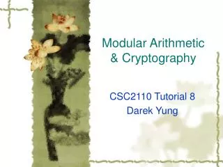 Modular Arithmetic &amp; Cryptography