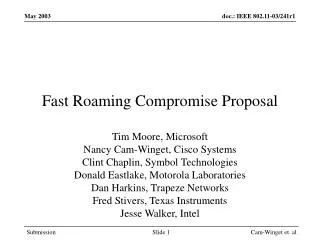 Fast Roaming Compromise Proposal