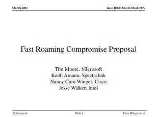 Fast Roaming Compromise Proposal