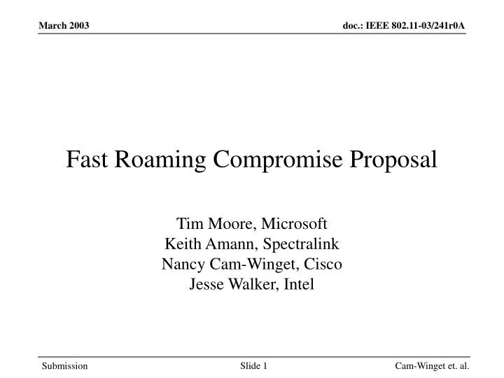 fast roaming compromise proposal