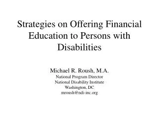 Strategies on Offering Financial Education to Persons with Disabilities